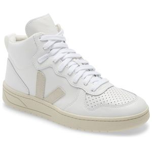Veja V-15 High Top Sneakers Shoes Size 42/10 Extra White Natural Beige